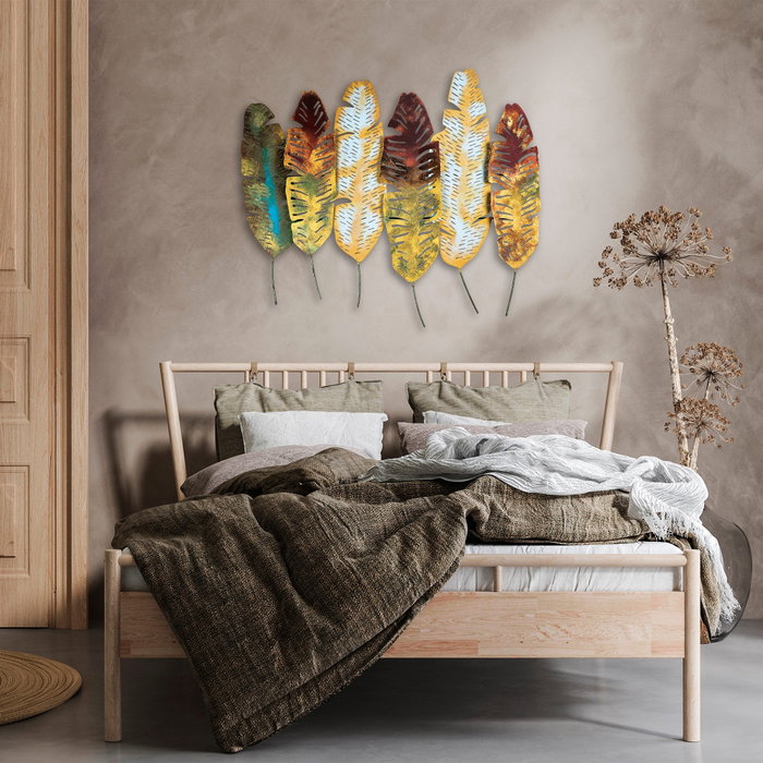 Wallity Leaves v11 Escultura de pared de metal multicolor